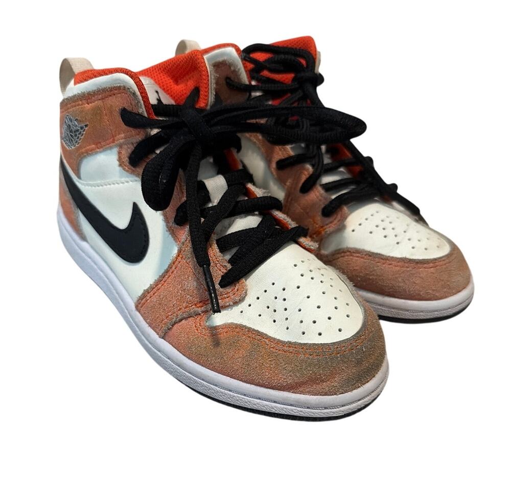 Nike Air Jordan 1 Mid SE "Orange Suede" - Preschool Size 13C (DV1341-800)